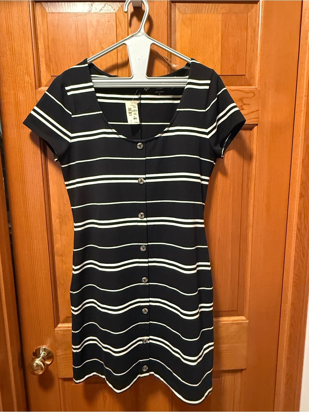 Aero Seriously Soft Black and White Stripe Cotton Dress Size XL